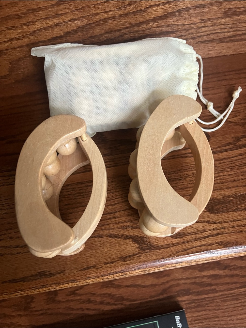 Natural Wood Handheld Massage Rollers - Set of 2